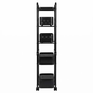 Levede 5 Tier Storage Trolley Slim With Pull Out Drawers For Home Kitchen Black