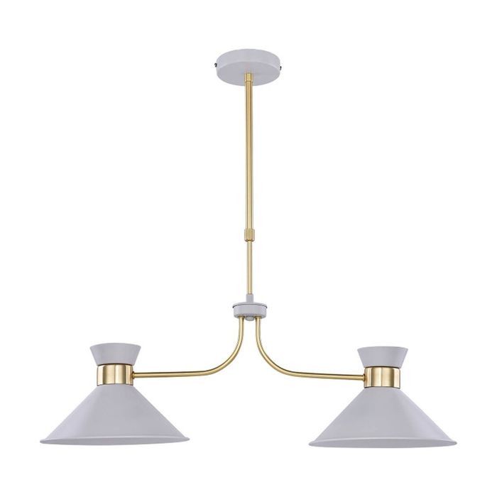 Lexi Lighting Baina 2 Lights Pendant Light White Metal 950mm Elegant Gold Stem