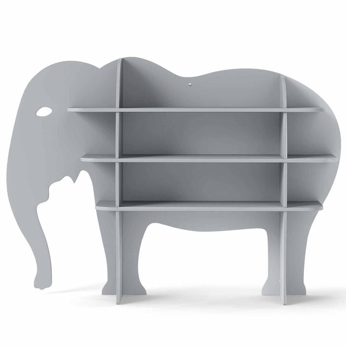 Costway 3-tier Kid Bookcase Elephant Bookshelf Toy Storage Organizer Shelf