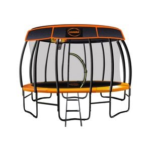 Kahuna Trampoline 12 Ft With Basket Ball Set And Roof Cover - Orange