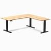 Desky L-Shape Sit to Stand Bamboo Desk 1800x1750mm Matte Black Height Adjustable Leg
