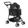 i.Pet Pet Stroller Dog Pram Cat Carrier Travel Large Pushchair Foldable 4 Wheels Black