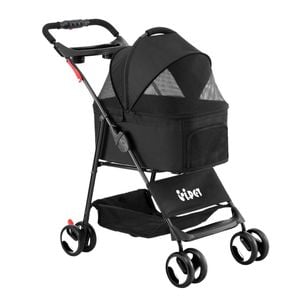 i.Pet Pet Stroller Dog Pram Cat Carrier Travel Large Pushchair Foldable 4 Wheels Black