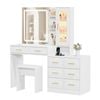 Advwin Dressing Table with 8 Storage Drawers,RGB Cabinet, LED Mirror & Charging Station,White