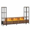 Advwin 197cm LED TV Unit Cabinet w/ Bookshelf Entertainment Center w/ Power Outlet & Drawers TV Stand Black