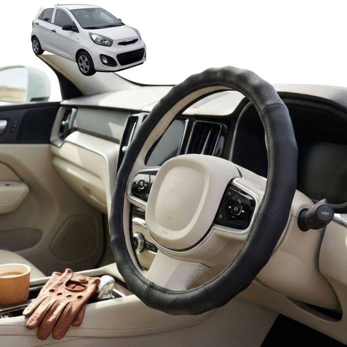 Australian Goose Steering Wheel Cover for Kia Picanto 2011 - 2016 (TA) Circle Black