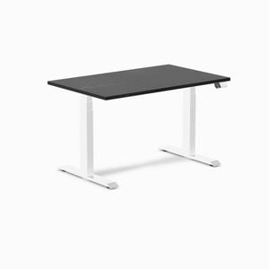 Desky Dual Sit To Stand Black Ash Hardwood Desk 120x75cm White Frame