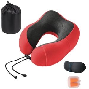 Catzon Travel Neck Pillow Premium Memory Foam-Red