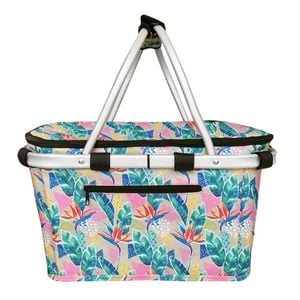 Sachi Insulated Lightweight Carry Basket W/ Lid 49x27x25cm Botantical
