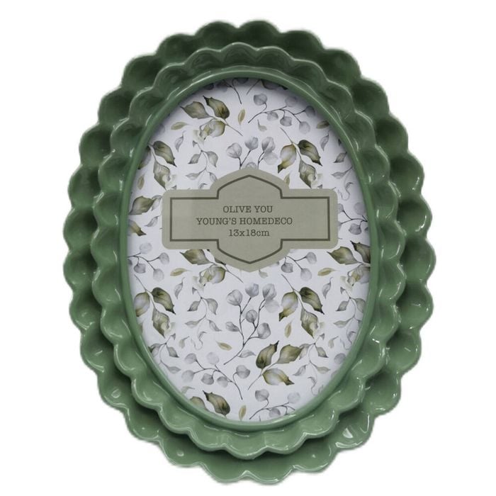 Urban Resin/Wood Lotti Petal Oval Frame 5x7in 22x18cm Sage Green