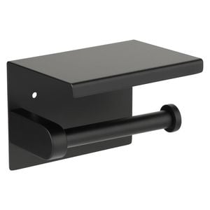 Metlam Australia Designer Black Single Toilet Roll Holder with Shelf