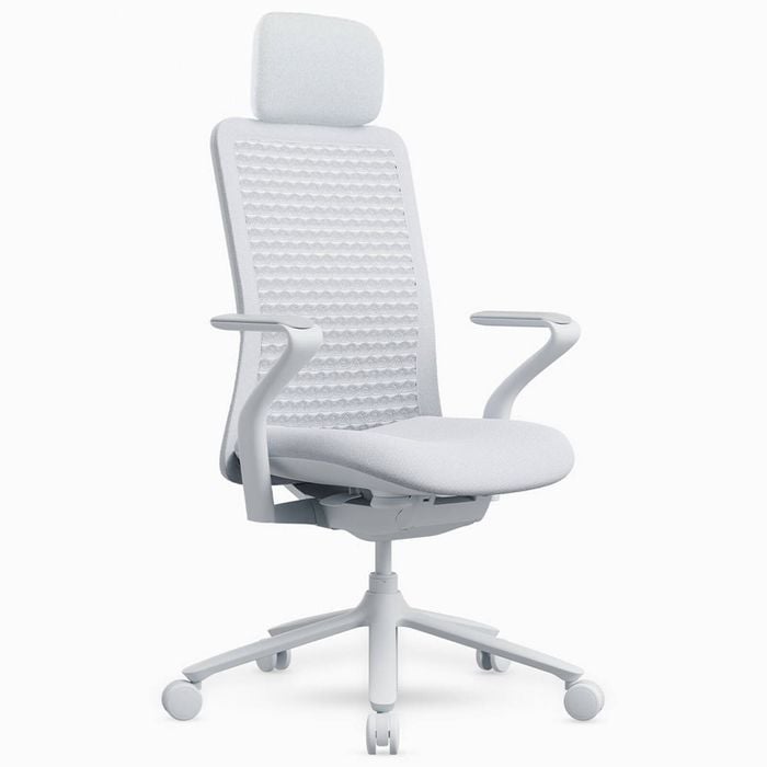 Desky Pro Ergonomic Mesh Chair Soft White Headrest