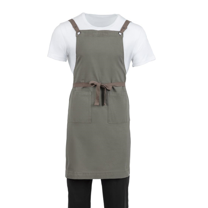 Southside Bib Apron Cotton Canvas Khaki Adjustable Straps Kitchen Workwear Hospitality Apron