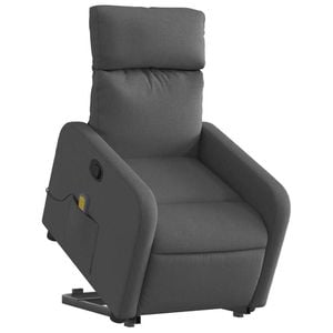 vidaXL Stand up Massage Recliner Chair Armchair Single Sofa Dark Grey Fabric