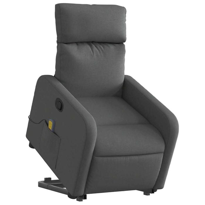 vidaXL Stand up Massage Recliner Chair Armchair Single Sofa Dark Grey Fabric