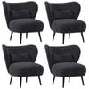 Oikiture 4x Armchair Lounge Chair with Lumbar Pillow Wingback Velvet Charcoal
