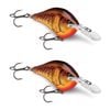 2x Rapala Dives to 8ft 5cm Crankbait Fishing Lures - Dark Brown Crawdad