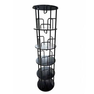 Foret 5-tier Rotating Bookshelf 360 Deg Display Rack Steel Wood Floor Shelf Black