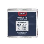Grunt 34L Kitchen White Tie Top Rubbish Bags 100 Pack
