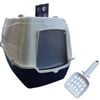 Salesbay Front Open Portable Hooded Cat Toilet Litter Box Tray House Scoop