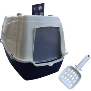 Salesbay Front Open Portable Hooded Cat Toilet Litter Box Tray House Scoop