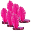 6x 1920s FLAPPER HEADBAND Headpiece Feather Sequin Charleston Costume Party BULK Hot Pink