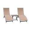 Vivere Coral Springs Phifer & Aluminum Outdoor Pool Lounger Set (3pc) - Macchiato
