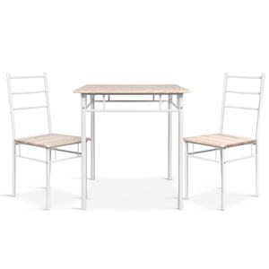 Artiss Oak & White Dining Table and Chairs Set