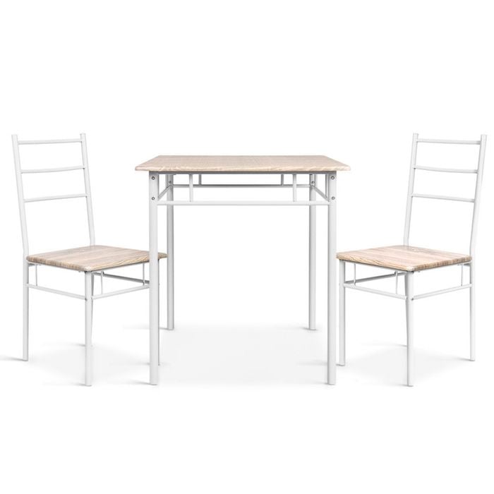 Artiss Oak & White Dining Table and Chairs Set