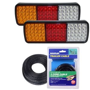 Elinz 2x LED Tail Lights Stop Reverse Turn Indicator 12V Caravan Truck 30M Narva 5 Core Trailer Cable
