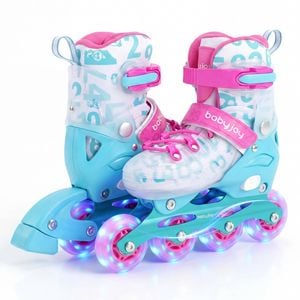 Costway 4size Adjustable Roller Skates Skating Shoes Beginner Age 5-7 Pink