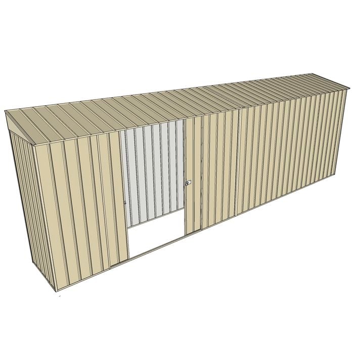 Build-a-Shed 0.8 x 6 x 2m Skillion Shed with Double Sliding Side Doors - Cream