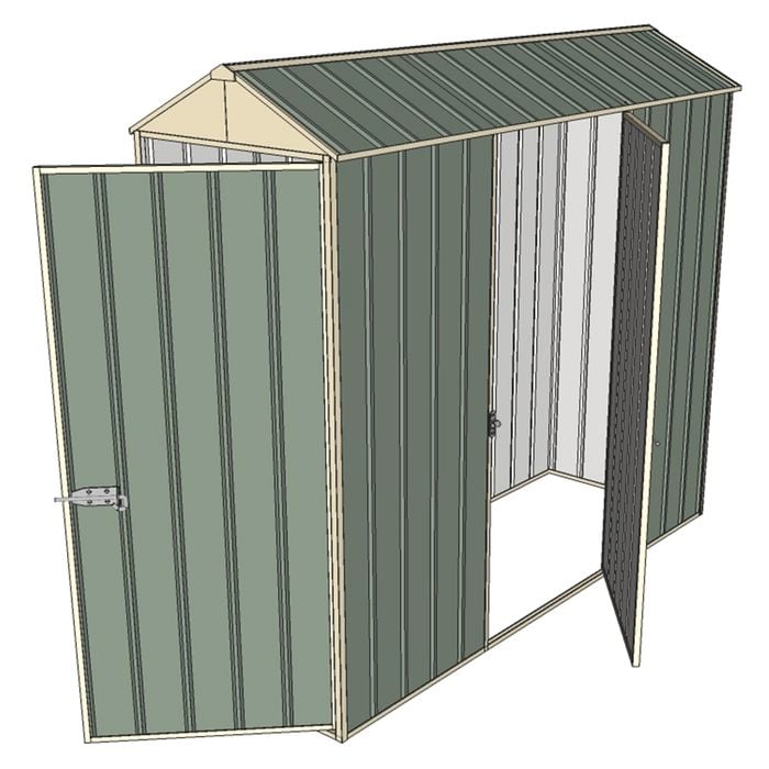 Build-a-Shed 0.8 x 2.3 x 2.1m Gable Single Hinged Door Shed with Single Hinged Side Door - Green