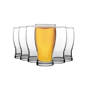 LAV 6 Piece Belek Tulip Pint Beer Glass Set - Clear - 580ml