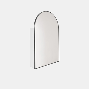 Future Glass Aria Arch Mirror Cabinet - 860 x 560mm - Brushed Nickel (Single Door)