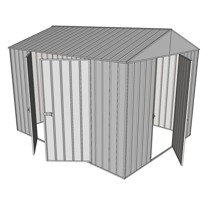 Build-a-Shed 2.3 x 3.0 x 2.3m Front Gable Double Hinged Side Door Shed - Zinc