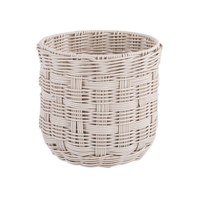 Astin Sinclair 230 x 220mm Ivory Poly Rattan Checked Basket Planter Small