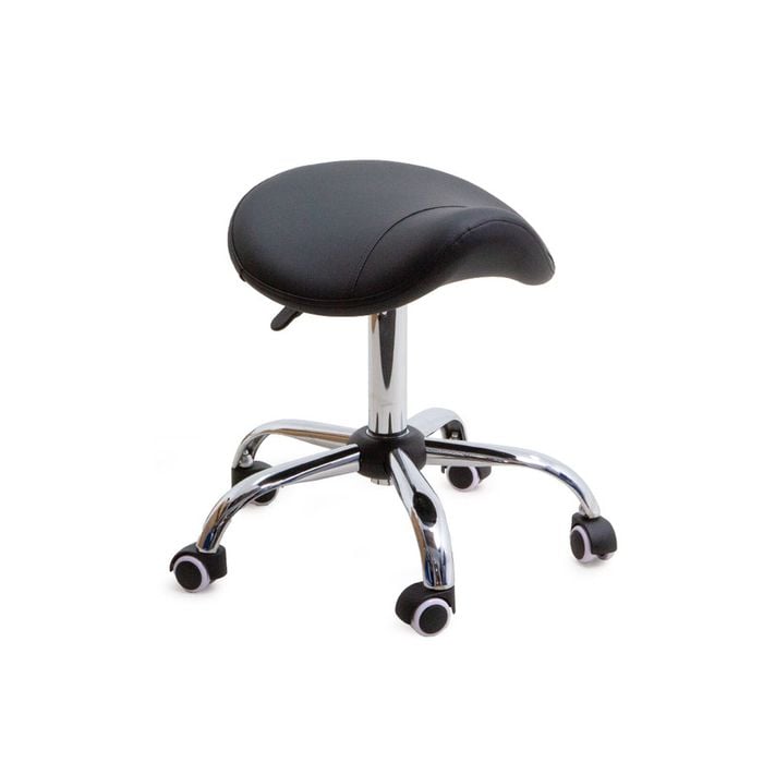 Saddle Stool - Ergonomic Office & Workshop Seating, Durable & Adjustable - Black