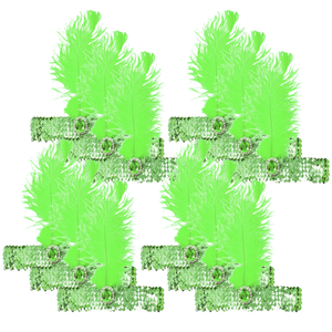 12x 1920s FLAPPER HEADBAND Headpiece Feather Sequin Charleston Gatsby Party BULK Green