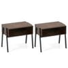 Costway 2pcs Nightstand Stackable End Tables Metal Leg Side Table