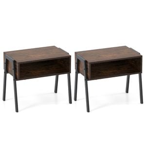 Costway 2pcs Nightstand Stackable End Tables Metal Leg Side Table