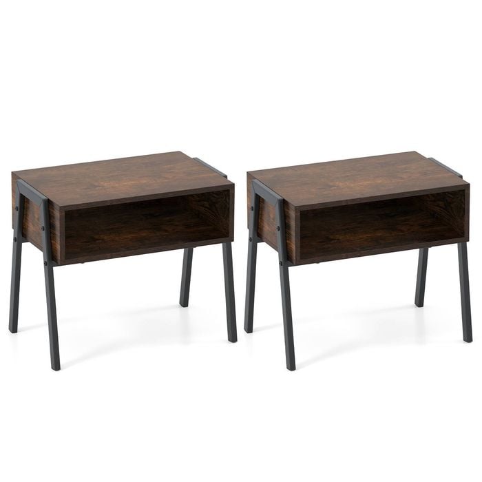 Costway 2pcs Nightstand Stackable End Tables Metal Leg Side Table