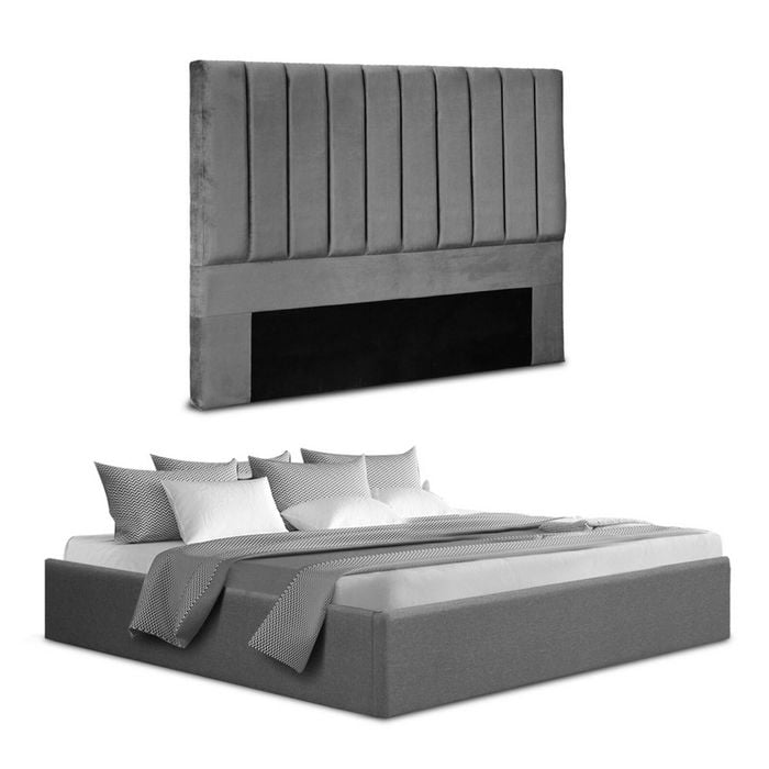 Artiss King Bed Frame Velvet Headboard Gas Lift Base