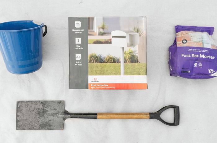 Tools and materials required to install a letterbox