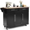 Costway Large Kitchen Island Trolley w/ Towel Rack Black