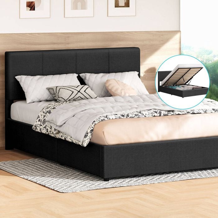 Alfordson Bed Frame Queen Gas Lift Storage Charcoal