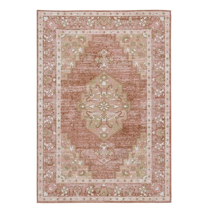 Loopsie-400cm X 300cm-vilbergen Pink Terracotta Traditional Washable Rug
