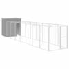 vidaXL Dog House with Run Light Grey 165x863x181 cm Galvanised Steel