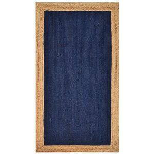 Handwoven Border Jute Rug-1147-Natural/Navy-80X150cm