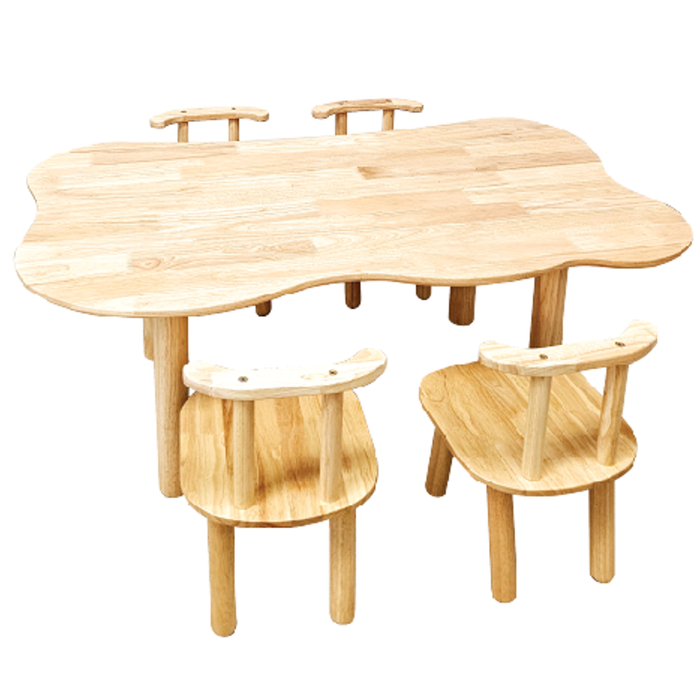 Hardwood Cloud Table And 4 Chairs Set